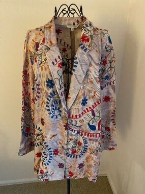 John Mark Lilac RayonBlazer with Multicolor Embroidery
